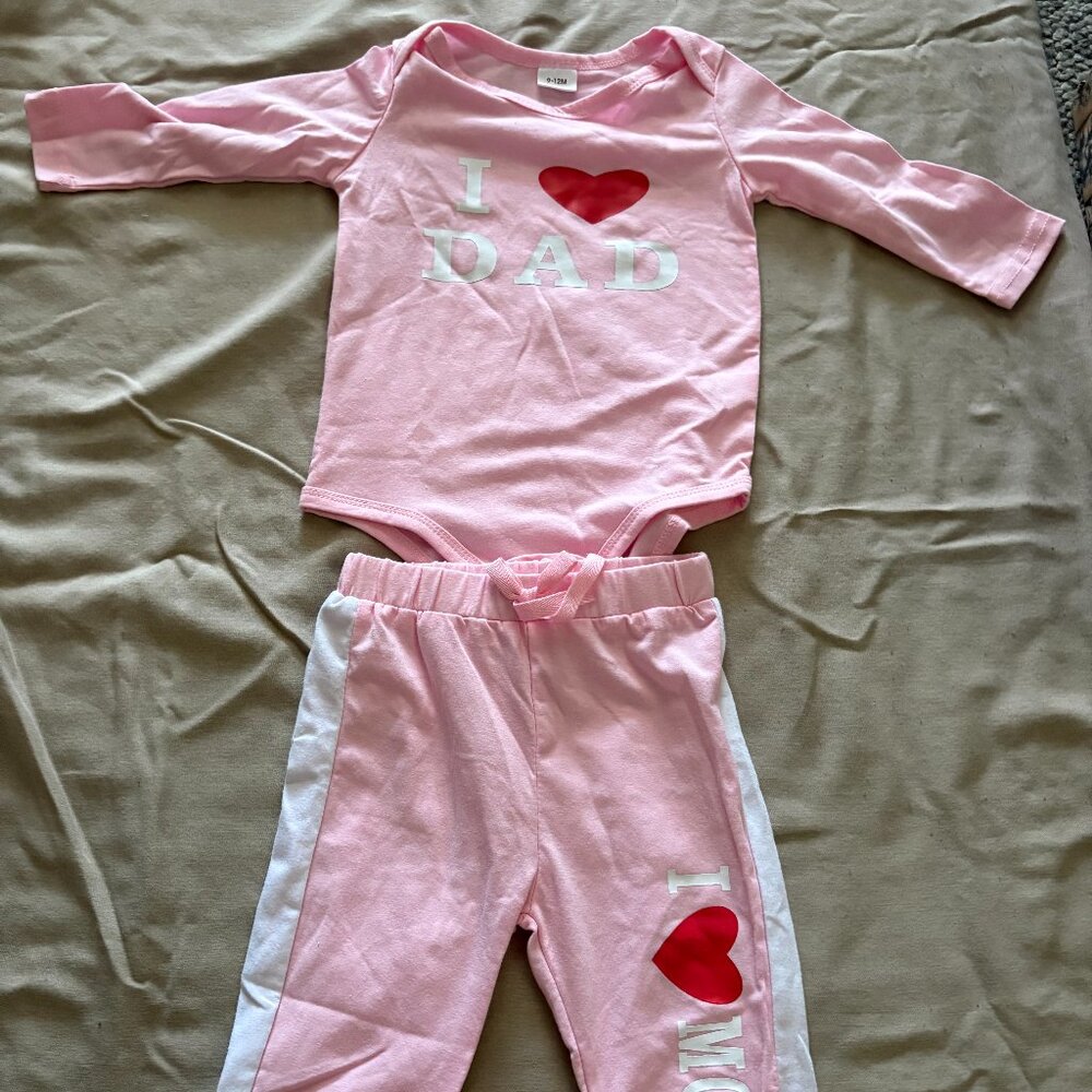 Pink 2-piece Toddler I Love Dad with jogger pants